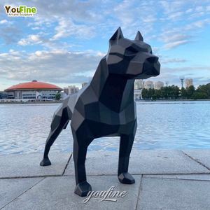 Sculpture géométrique de <span class=keywords><strong>chien</strong></span> en acier inoxydable, ornement animal d'extérieur, vente chaude - Product Image 4