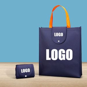 Sac de courses réutilisable et pliable personnalisé avec logo, faible MOQ, pour supermarché, sac fourre-tout non tissé avec pochette - Product Image 6
