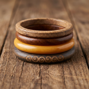 Exclusivos Brazaletes de Madera con Acabado en Dos Tonos, Hechos a Mano, Ecológicos, Duraderos, Joyería al por Mayor, Conjuntos de Estilos Modernos y a la Moda - Product Image 1