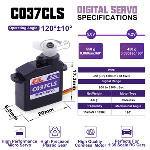 AGFRC C037CLS - Motor Digital Ultra Mini sin Núcleo de Plástico, 3.7g, 6V, 550g, 0.060s, de Bajo Costo para Aviones, Coches y Robots RC - Product Image 4
