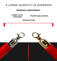 Barrières de contrôle de foule en acier inoxydable rouge avec poteaux à corde, protection IP10 non réfléchissante, 1,5 m x 32 cm x 32 cm