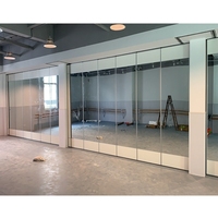 Systèmes de cloisons mobiles pour salle de sport avec miroir, cloisons coulissantes pour studio de danse, panneaux de cloisons mobiles avec miroir