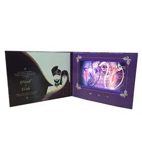 Trung Quốc Tự Chế Lcd Video Brochure Thẻ Lcd Ánh Sáng Đám Cưới Lời Mời Thiệp Chúc Mừng