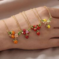 Collar de Cadena de Bambú con Baño de Oro, Serie Frutas, Elegante y Moderno, Regalo Ideal para Mujer, para Uso Diario, Fiestas y Banquetes