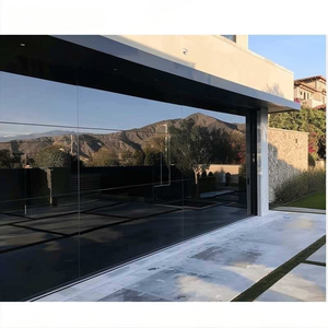 Portes <span class=keywords><strong>de</strong></span> <span class=keywords><strong>garage</strong></span> en verre sans cadre, isolées électriquement, modernes, résidentielles, XIYATECH, 16x7, 8x16, noires, avec miroir - Product Image 1