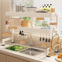 Égouttoir à vaisselle à 2 niveaux grande capacité à poser sur l'évier, multifonctionnel, pour bols, assiettes et couverts, organisateur de rangement de cuisine