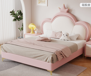 Letto singolo per <span class=keywords><strong>ragazze</strong></span> in pino con dimensioni personalizzabili (1.2m-1.8m), design <span class=keywords><strong>a</strong></span> zampa di gatto in pelle siliconica, modello Cloud Princess - Product Image 4