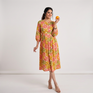 Robe d'été florale décontractée pour femme, style bohème imprimé, idéale pour les vacances et les événements, tenue tendance pour femme - Product Image 1