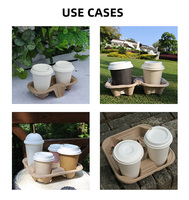 Support de tasses à café jetable biodégradable à double paroi, robuste, en pâte à papier, à 2/4 compartiments, pour gobelets de 8oz à 32oz