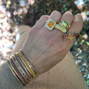 กำไลข้อมือรูปไข่แบบเปิดได้ Gemnel ประดับเพชรทรงบาแก็ตต์หลากสีรุ้ง สำหรับผู้หญิง - Product Image 6