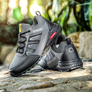 Chaussures de randonnée pour hommes, tige synthétique, doublure en mesh, semelle extérieure en caoutchouc, respirantes, toutes saisons, chaussures de trekking et de marche en plein air, bout rond, EVA - Product Image 4