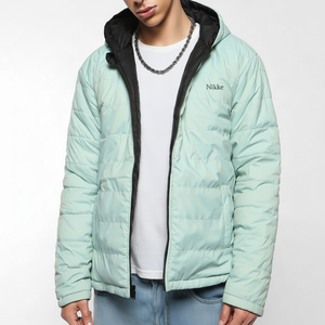 2024 arrivée personnalisé hommes haute qualité bouffant varsité veste nouvelle mode respirant hiver tissu à capuche à motifs Bomber fermeture éclair - Product Image 1