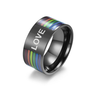 Love Rainbow Titanium Steel <b>Ring</b> Unisex Fashion Jewelry Gift Letter Design - Product Image 1