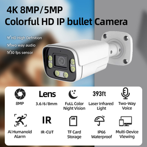 POE 4k 8MP 5MP đầy màu sắc HD <span class=keywords><strong>IP</strong></span> Bullet <span class=keywords><strong>Camera</strong></span> Ngoài Trời Microphone hai cách âm thanh IR-CUT tầm nhìn ban đêm không thấm nước IP66 CCTV máy ảnh - Product Image 2