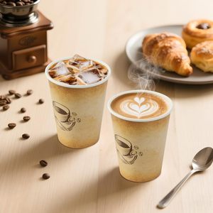 Vasos Desechables de Papel Kraft para Café de 12oz, de Pared Simple, Impresos con Diseño Gráfico de Café, para Bebidas Calientes en Cafeterías - Product Image 4