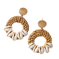 Vente en gros de boucles d'oreilles Lafayette pour femmes faites à la main boucles d'oreilles pendantes tressées en coquillage géométrique personnalisé bijoux tendance en zircon pour filles