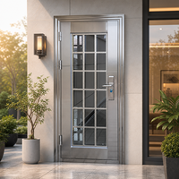Porte de sécurité de luxe en acier inoxydable de style moderne, entrée avant antivol pour maisons et villas résidentielles, ouverture manuelle intérieure
