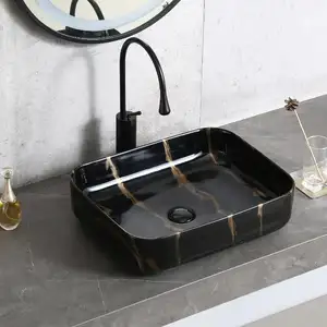 Hy8024 D48 nhà máy bán buôn phòng tắm Lavabo Gốm Đá cẩm thạch nghệ thuật rửa tay Sinks Countertop rửa lưu vực