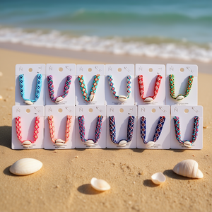 Angelina Braided <b>Bracelet</b> With Seashells 12Pcs Colorful Geometric Pattern Women's Bohemia Fashion Jewelry Gift - Product Image 2