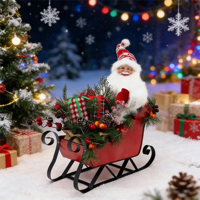Blanc 20 "pouces LED éclairer Collection de Noël Père Noël traîneau avec sacs-cadeaux Scandinavie suédois Père Noël