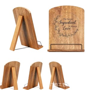 Wooden recipe rack, hanging menu base, wooden bookshelf, home desktop <b>tablet</b> <b>stand</b> - Product Image 5