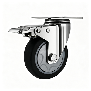 Stainless Steel Iron Nylon Polypropylene Rubber 125mm Polyurethane Swivel with Brake 250kg Capacity Commercial Kitchen Cart - Product Image 1