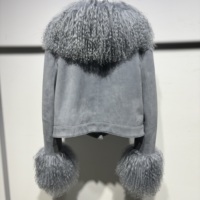 Veste en cuir véritable à simple boutonnage avec col en fourrure de mouton naturelle, veste en cuir véritable pour femme, automne