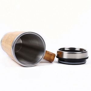 Tasse Thermos en Acier Inoxydable 450 ml avec Logo Personnalisé, Gobelet Portable, Cadeau d'Affaires, Mug en Bambou avec Poignée - Product Image 4