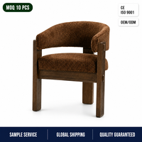 Chaise de salle à manger en bouclette en gros, chaise de restaurant et de café rembourrée à dossier incurvé, personnalisable OEM ODM