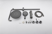 Ensemble de douche thermostatique apparent 3-en-1 avec pommeau cascade, finition bronze canon, pour salle de bain et hôtel