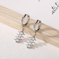 Gaovo Boucles d'oreilles créoles pendantes à 4 pierres en zircon cubique serties à griffes en acier inoxydable résistant au ternissement, vente en gros, bijoux d'oreille tendance
