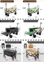Chariot de camping tout-terrain pliable, robuste, imperméable, écologique, avec poignée réglable, outils industriels, capacité de charge de 150 kg