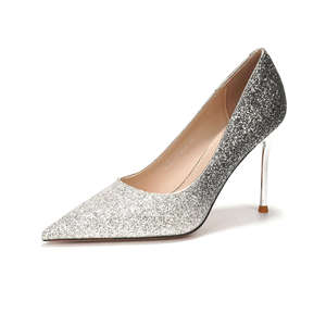 Escarpins de mariée tendance à paillettes pour femme, talons aiguilles super hauts de 8 cm et plus, à bout pointu, à enfiler - Product Image 5