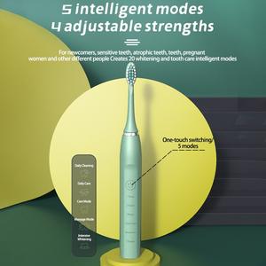 Brosse à dents électrique automatique adulte Vibration 5 vitesses Brosse à dents à poils souples Flosser Modèle rechargeable Brosse à dents électrique - Product Image 3