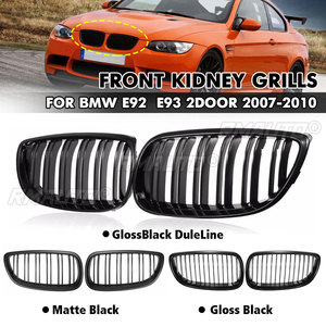 2 Rejillas Delanteras para BMW E92 E93 328i 335i 2007 2008 2009 2010 2011-2014, Rejillas de Carreras con Doble Listón en Negro Brillante - Product Image 1