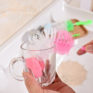 Nylon <b>Sponge</b> Cup Brush 2-Piece Set Long <b>Handle</b> For Cleaning Cups And Bottles - Product Image 3