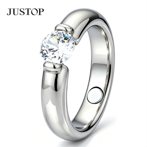 JUSTOP Stainless Steel Rhodium Plated Geometric <b>Plain</b> Band <b>Ring</b> Modern Unisex Fashion Jewelry Daily Wear - Product Image 6