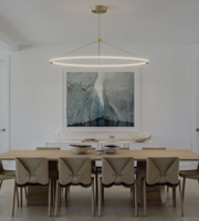Moderner Einfacher Stahl-Acryl-Ring LED-Kronleuchter Kreisförmige Pendelleuchte für Kücheninsel Esszimmer Heim-Dekorationsbeleuchtung