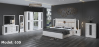 Ensemble de meubles de chambre à coucher de luxe, 5 pièces, panneau de chambre à coucher, lit king size de 1.8m