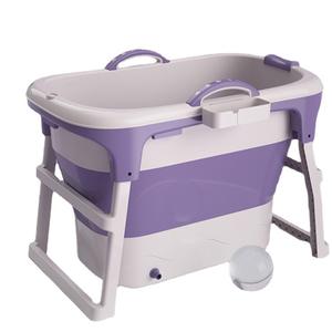 Baignoire pliante ovale en plastique épaissi pour adulte avec support et drain pour usage domestique - Product Image 1