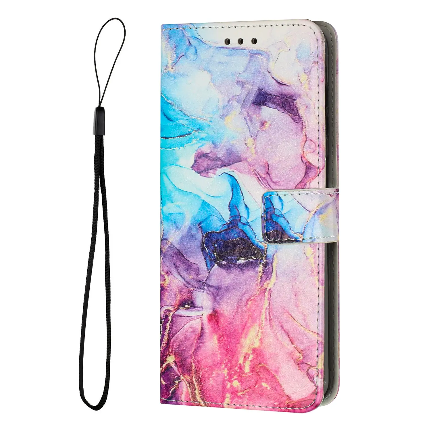 LeYi Phone Cover Protective Card Slot Holder with strap Leather Marble Flip Wallet Mobile Cases for Apple Iphone 14 pro max