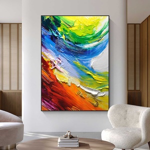 Décoration d'intérieur, grand tableau mural en toile, art abstrait coloré, peinture à l'huile texturée, peinture faite à la main, décoration murale - Product Image 5