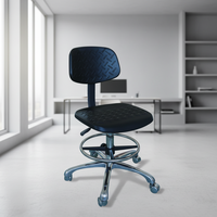 Chaise de bureau ESD industrielle en mousse PU noire Leenol, réglable en hauteur, chaise de laboratoire en mousse PU industrielle