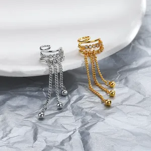 <span class=keywords><strong>Orecchini</strong></span> a Clip Coreani alla Moda con Nappine per Ragazze e Donne, Colore <span class=keywords><strong>Argento</strong></span> con Zirconi, Senza Foro, Gioielli per Cartilagine LAMOON - Product Image 2