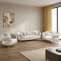 Ensemble de canapés modulaires en tissu haut de gamme avec rembourrage en mousse, pieds en acier inoxydable doré, design moderne, durable et confortable pour salon