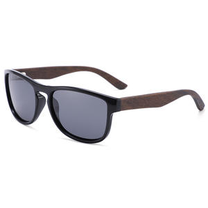 Lunettes de soleil classiques à monture carrée en bois de bambou pour hommes, protection UV400, monture noire en PC, verres TAC, mode extérieure, voyage, conduite - Product Image 1