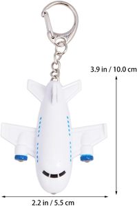3D Mini Airplane Shaped Iron LED Keychain Flashlight with UV Printing Promotional Gift Sound & Flashing Light - Product Image 2