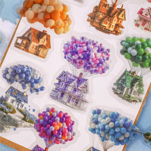 16 adesivi per confezione, serie Up, a tema <span class=keywords><strong>mongolfiera</strong></span>, adesivi decorativi fai da te per quaderni fatti a mano - Product Image 1