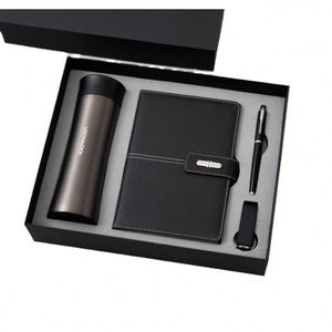 Elegante Combo Ejecutivo con Cuaderno de Cuero, Vaso de Acero Inoxidable y Pluma Estilográfica en Empaque de Regalo de Lujo - Product Image 1