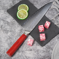 Couteau de Chef Japonais Gyuto en Acier Damas VG10 de 8 Pouces, Haute Dureté, Ambidextre, Manche en Bois Pakka Rouge, Direct Usine OEM